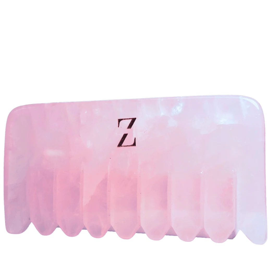 Detailed Rose Quartz Hair Comb Crafted