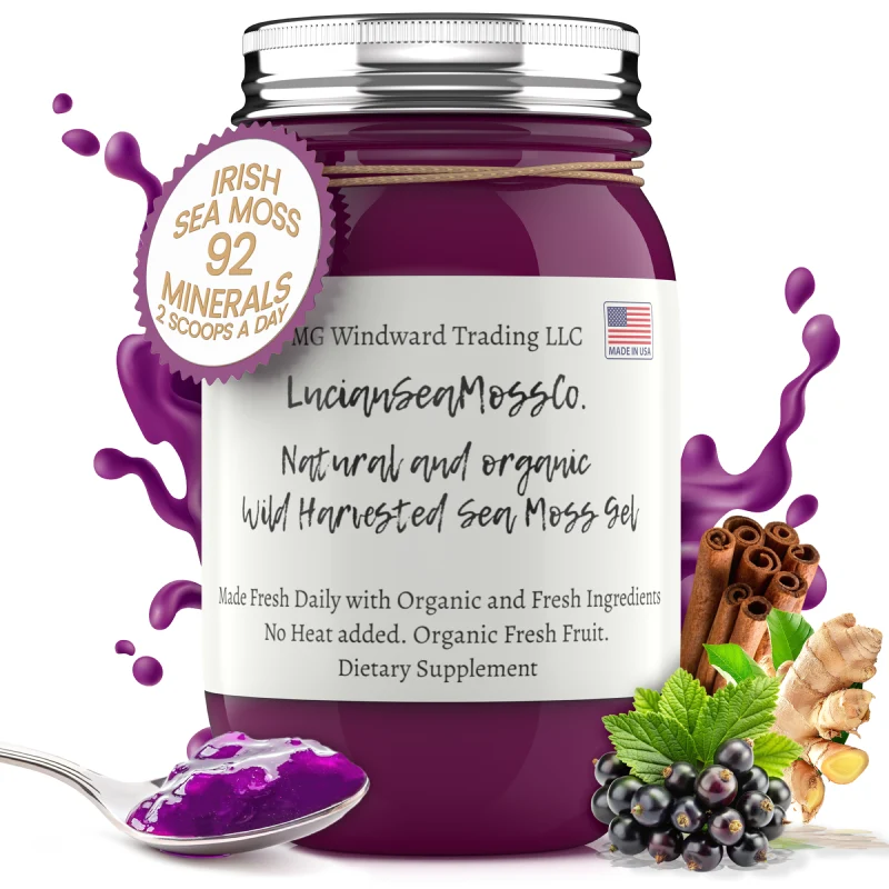 Clean Fresh Elderberry Ginger Cinnamon Infused Sea Moss Gel Expertly Made