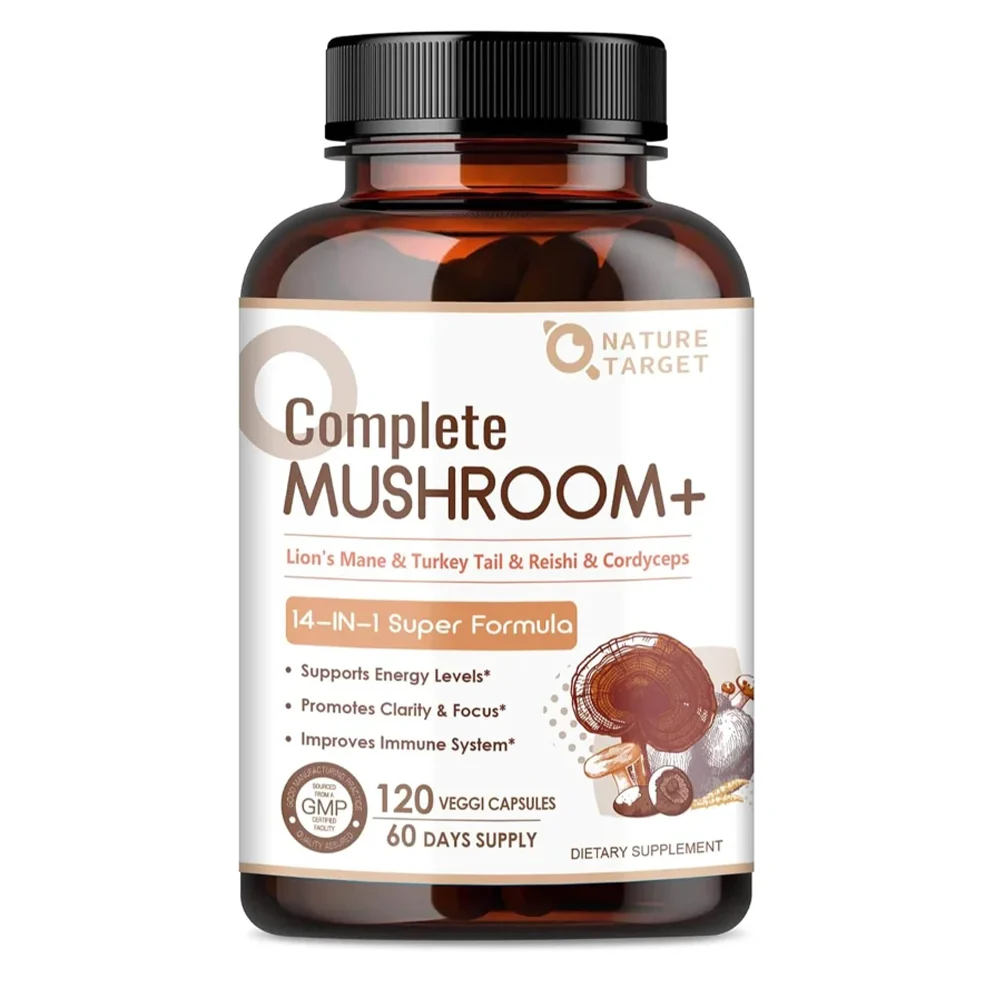 Effective 14-in-1 Mushroom Complex Lion’s Mane 500mg 10 1 Fruiting Body Extract with Black Pepper Vcaps 120ct Environmentally Friendly
