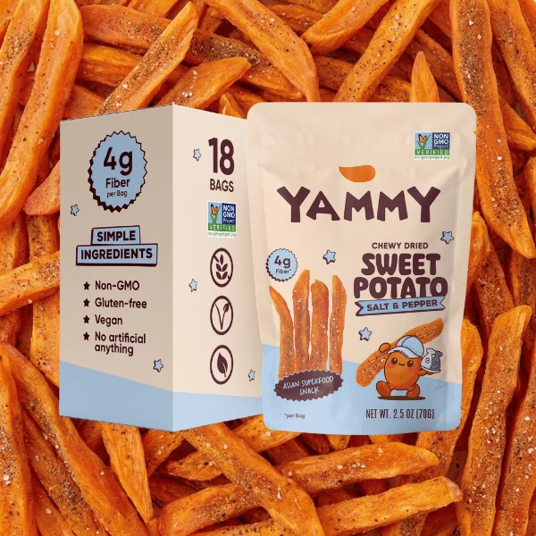 Versatile Salt Pepper Chewy Dried Sweet Potato Sticks Pack of 18 Smooth
