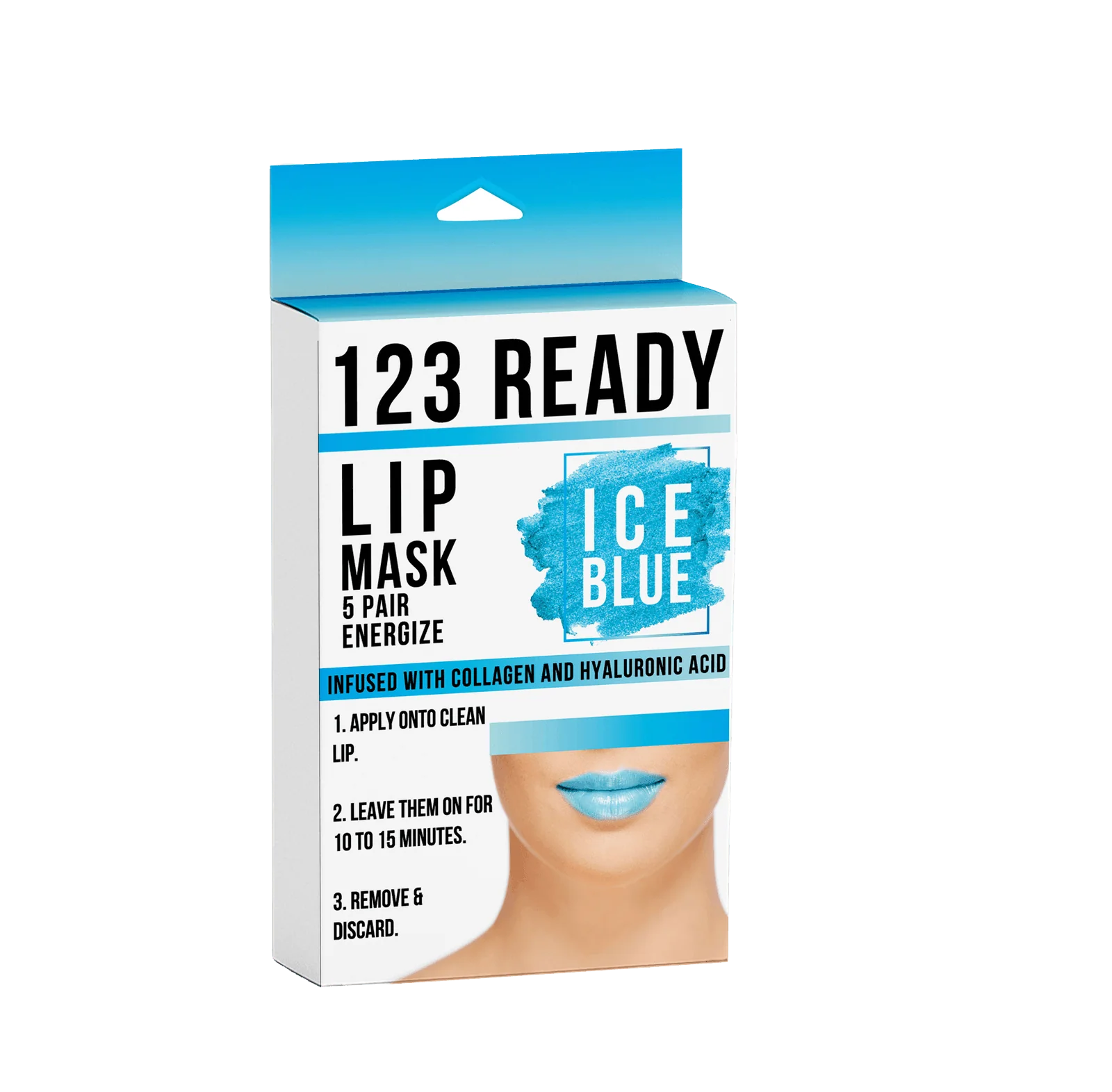 Efficient 123 Ready ICE BLUE ENERGIZE GEL LIP PATCHES 5PC Excellent