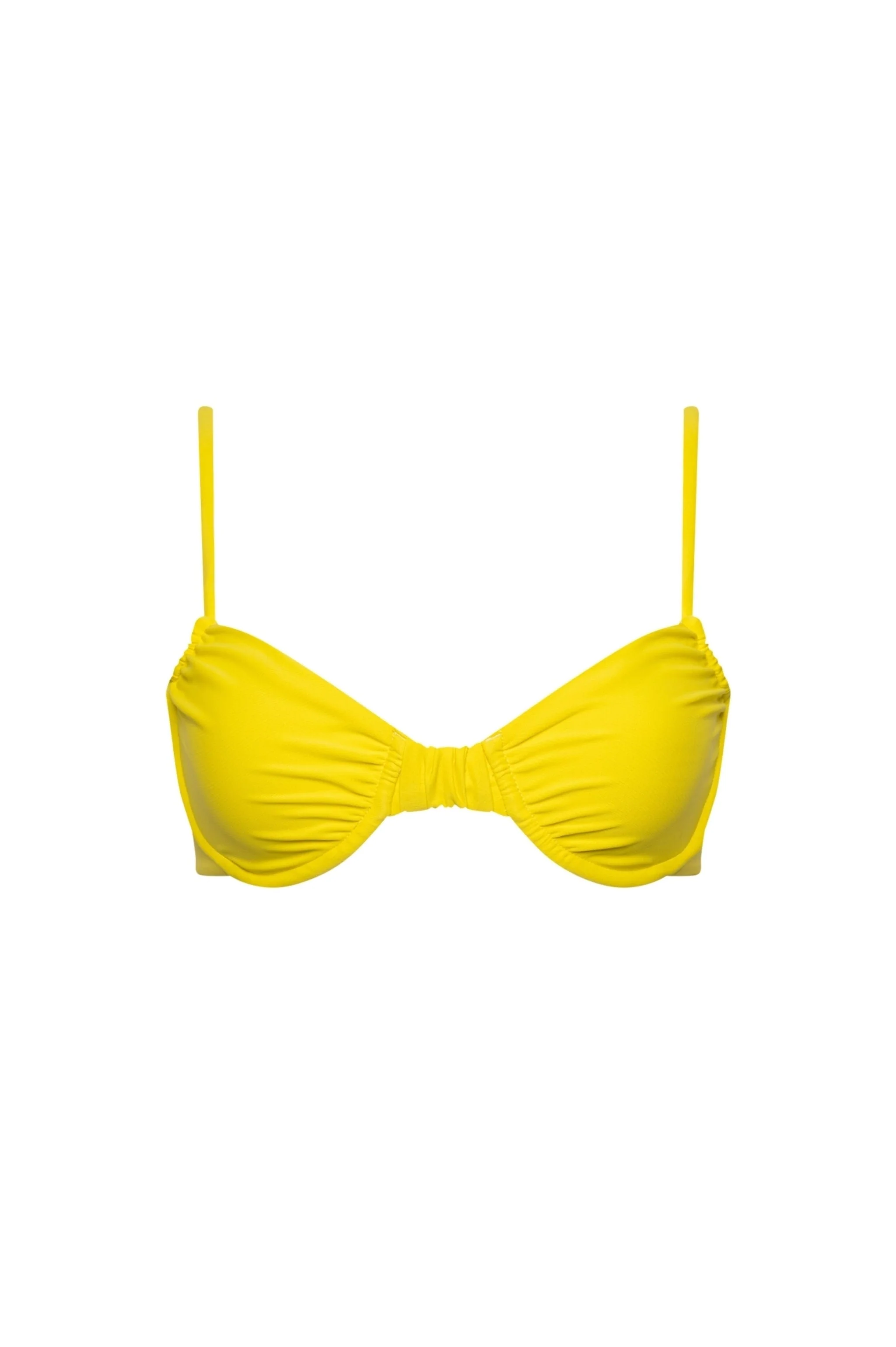 Elegant Capri Ruched Underwire Bikini Top – Yellow Crafted