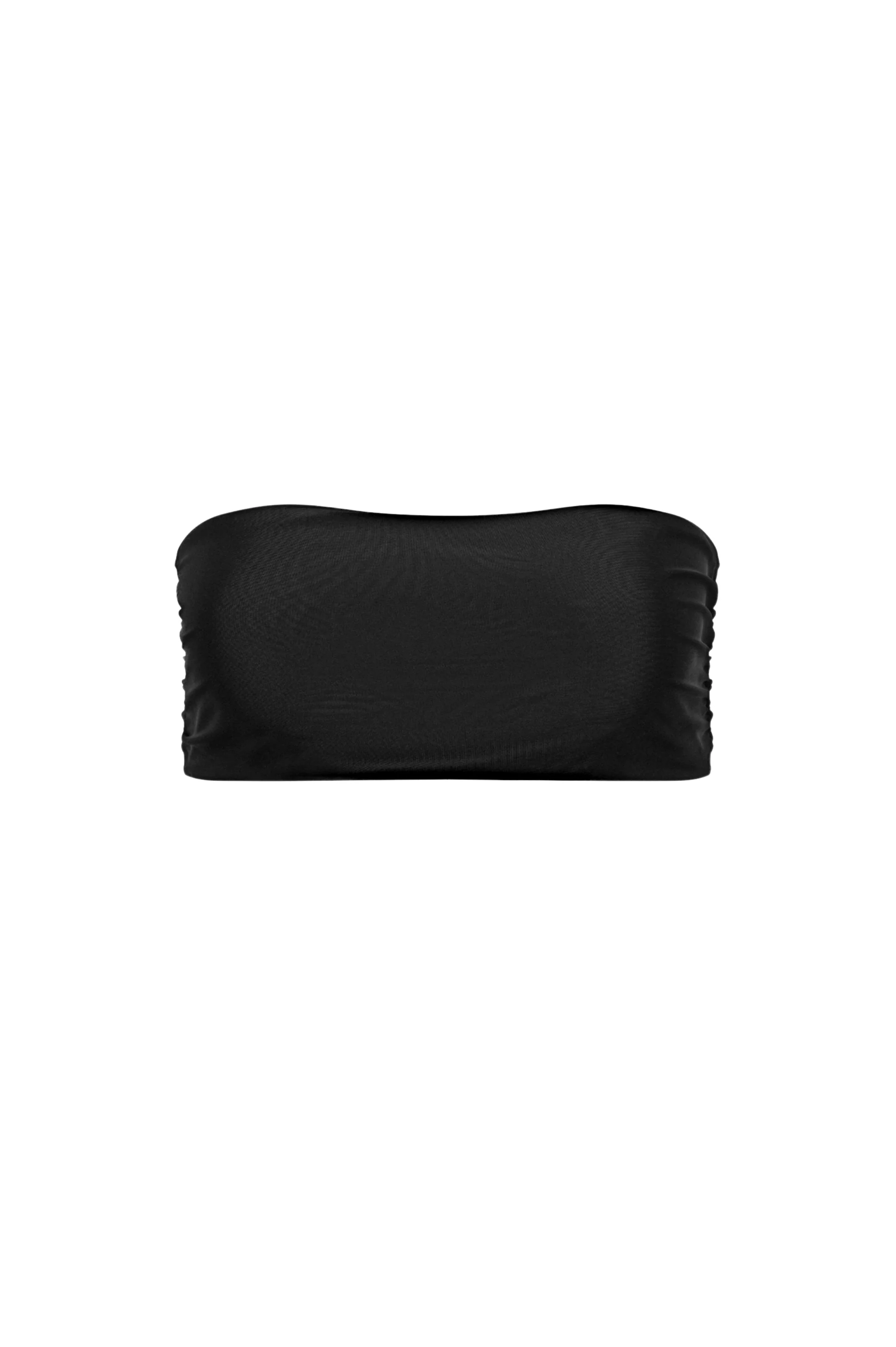Certified Capri Ruched Bandeau Bikini Top – Black Luxury