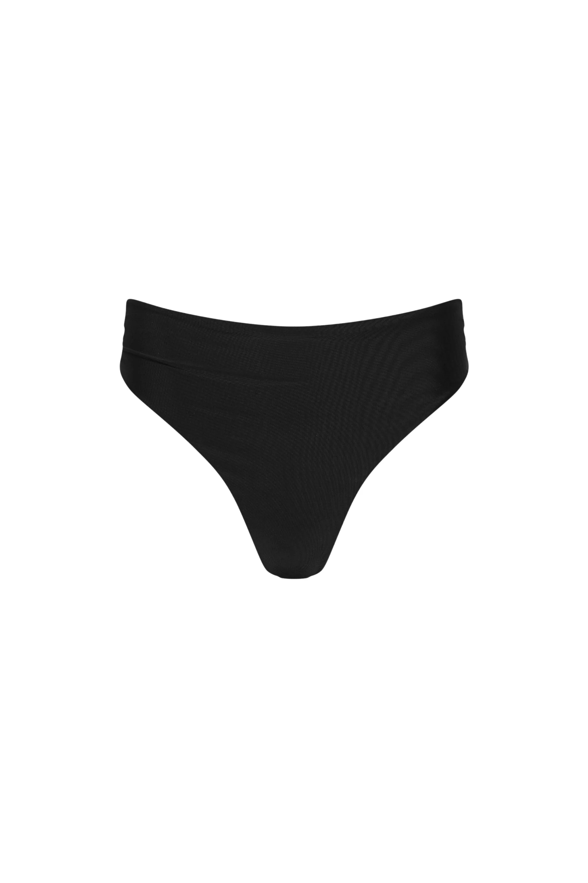 Smooth Capri Ruched High Waist Thong Bikini Bottom – Black Recyclable