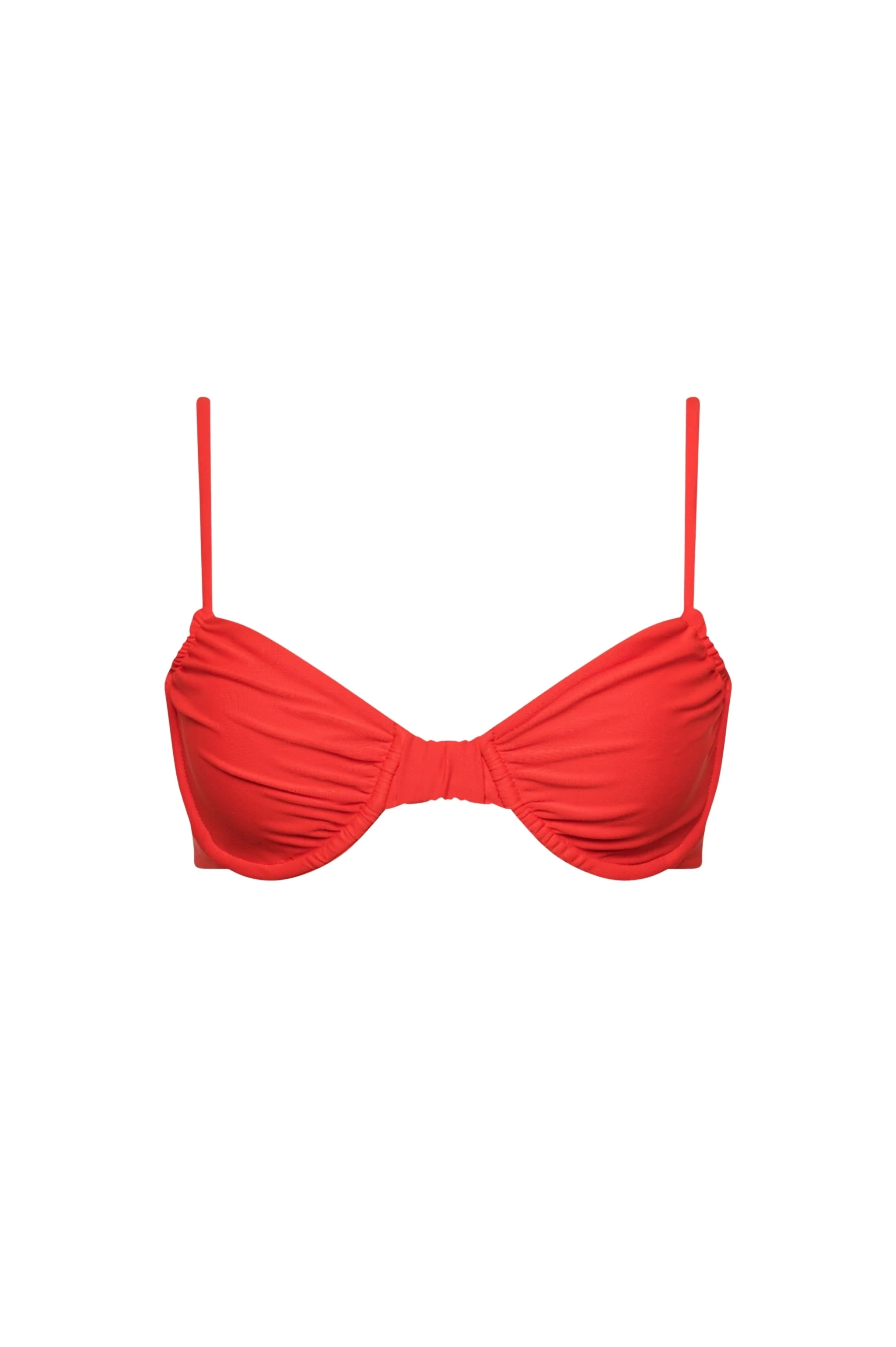 Versatile Capri Ruched Underwire Bikini Top – Red Relaxed